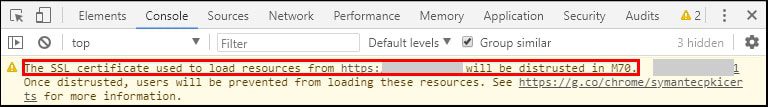 Certificat HTTPS Console Chrome