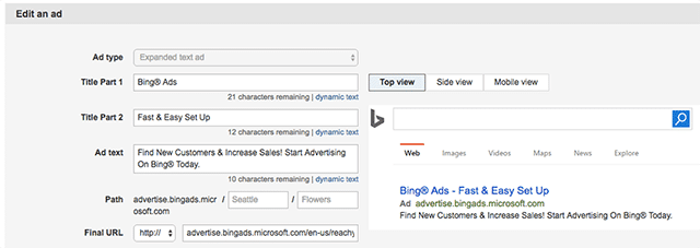 Expanded text ads bing1