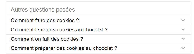 Résultat PAA requête SEO faire des cookies