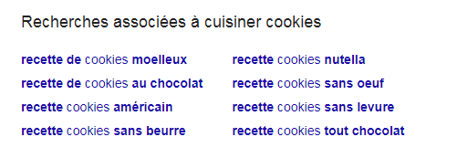 recherches associées dans les SERP - cookies