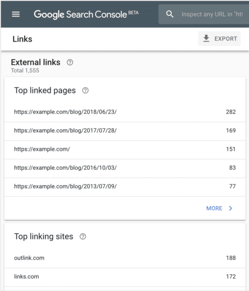 Rapport sur les liens externes et internes dans la nouvelle Search Console