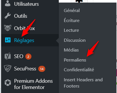 Réglages Permaliens